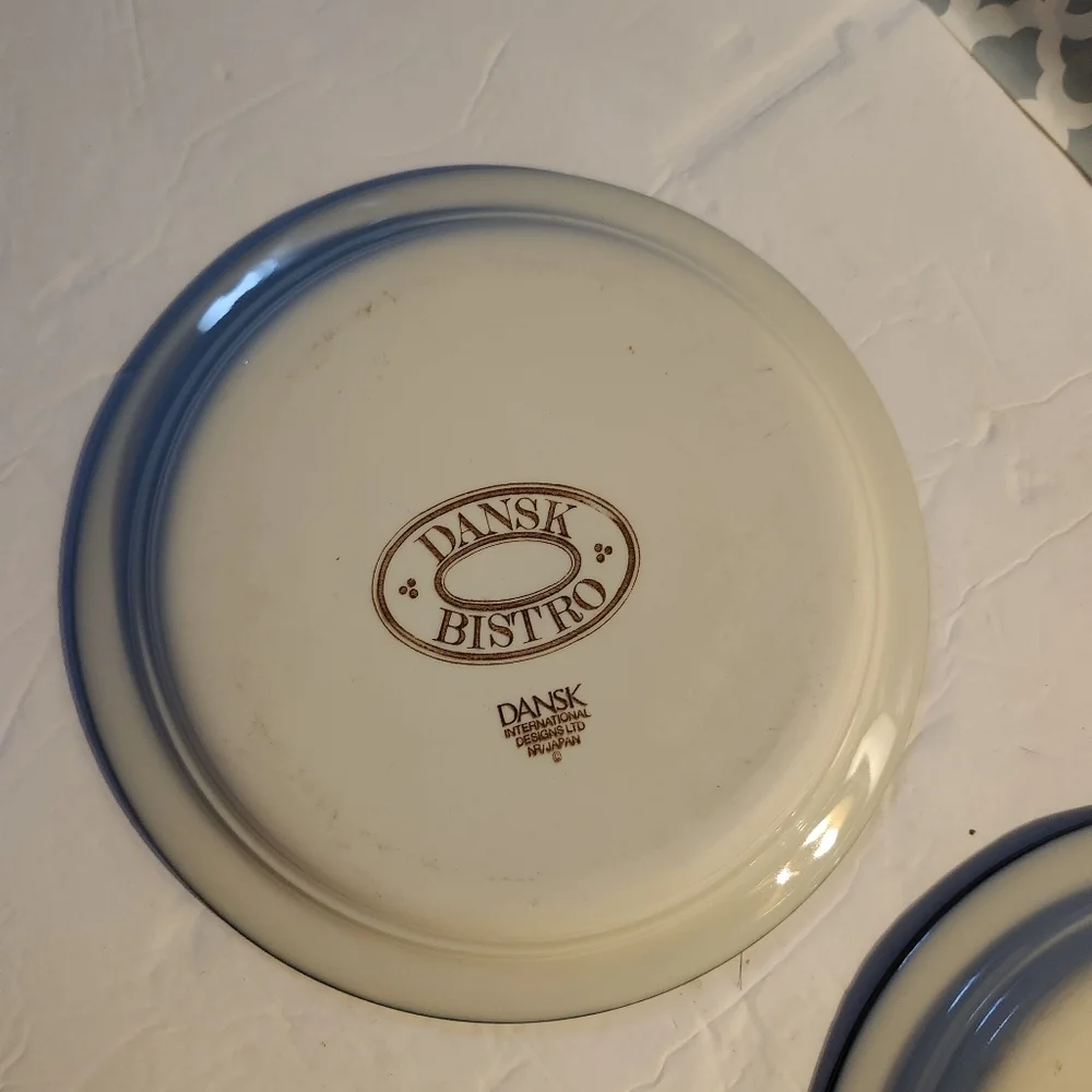 Dansk Bistro Christianshavn Cream and Blue Butter Plate Set of 2 7.25